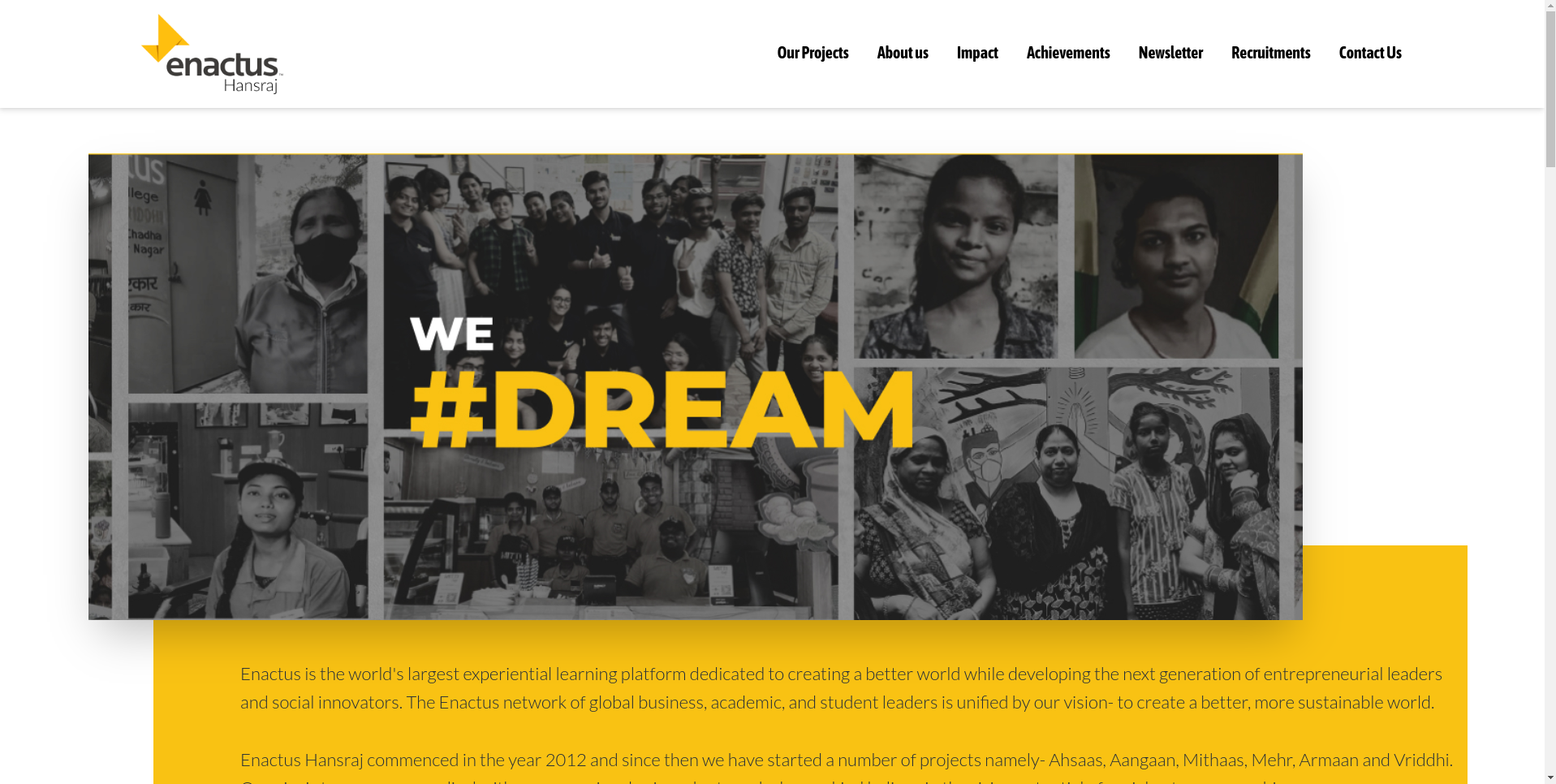 An online portal for Enactus showcasing the journey.